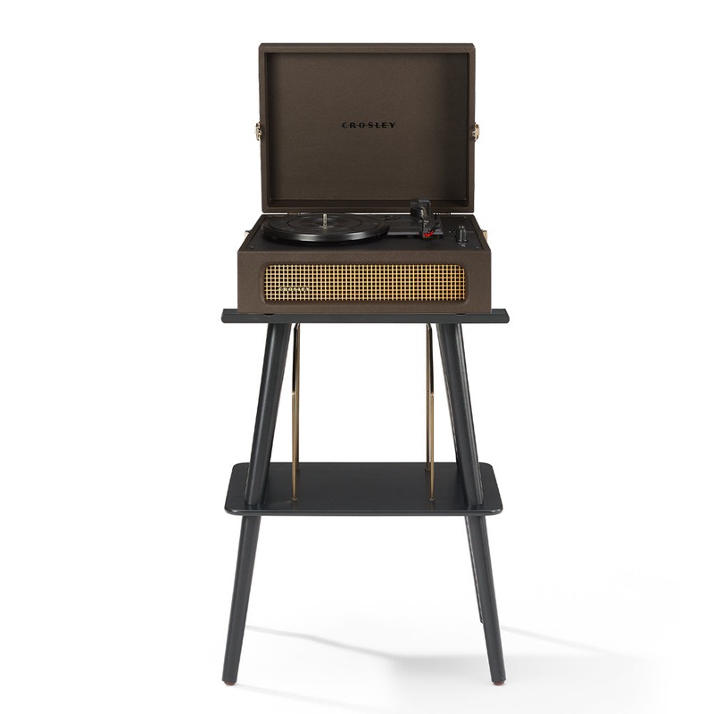 Crosley Voyager Bluetooth Portable Turntable + Entertainment Stand Bundle – Cocoa