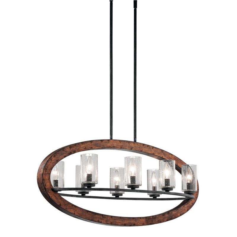 Kichler 43191AUB Eight Light Linear Chandelier, Auburn Stained