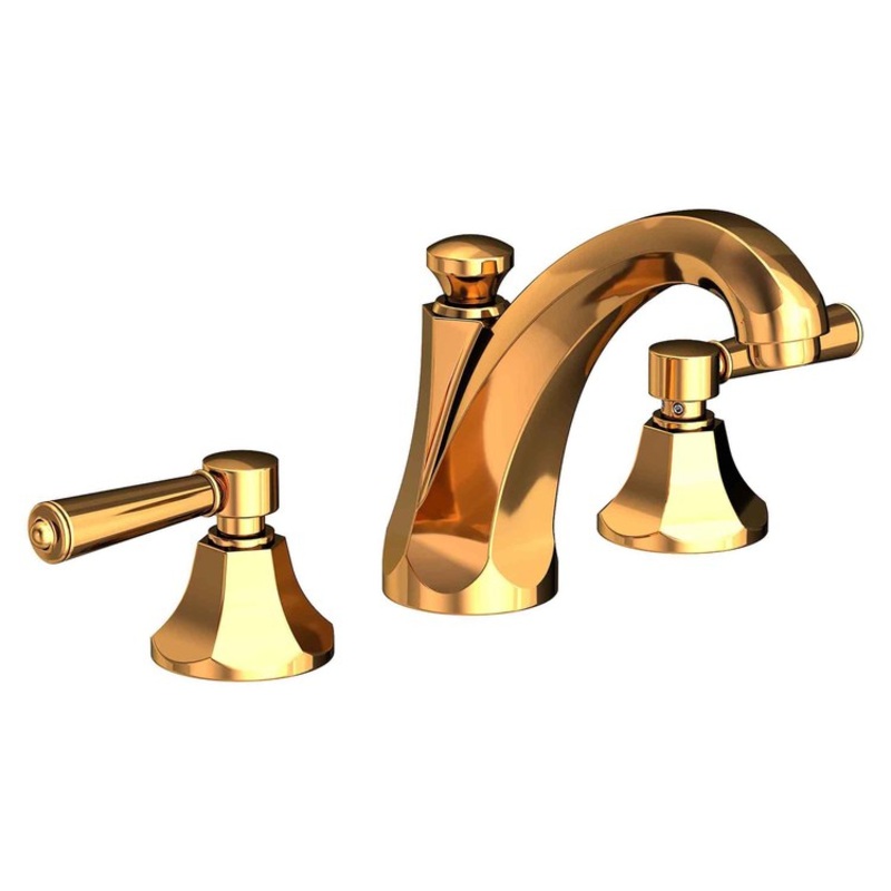 Lavatory Faucet Metropole Widespread 8 to 20 Inch Spread 2 Lever ADA WaterSense Polished Gold PVD 1.2 Gallons Per Minute Brass Pop Up Spout Reach 5-4/5 Inch