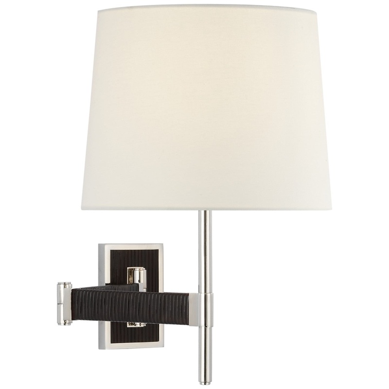 LED Wall Sconce from the Elle Collection in Polished Nickel And Black Rattan Finish by Visual Comfort Signature