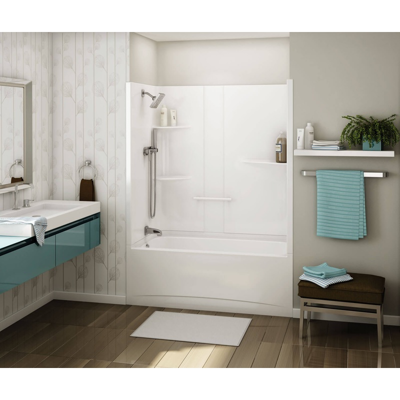 MAAX 107001-SL-097-001 ALLIA TS-6032 Acrylic Alcove Left-Hand Drain Two-Piece Combined Whirlpool & Aeroeffect Tub Shower in White