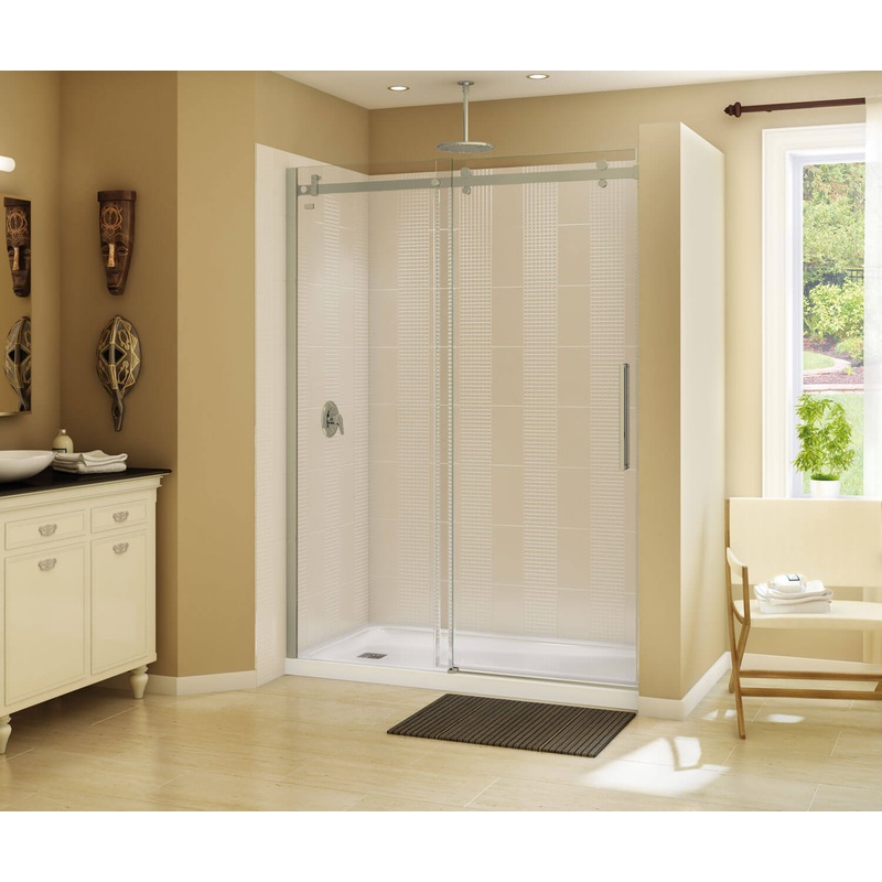 MAAX 138997-900-305-000 Halo 56 -59 x 78  in. 8mm Sliding Shower Door for Alcove Installation with Clear glass in Brushed Nickel