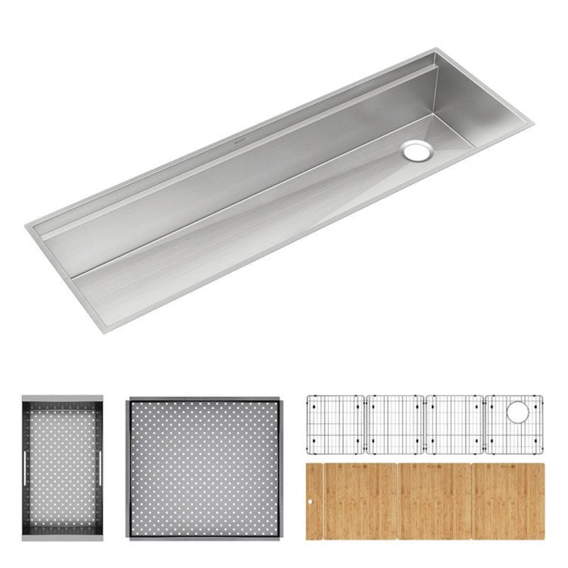 Sink Kit Circuit Chef 59-1/2 x 20-1/2 Inch 1 Bowl Stainless Steel/Brown Undermount