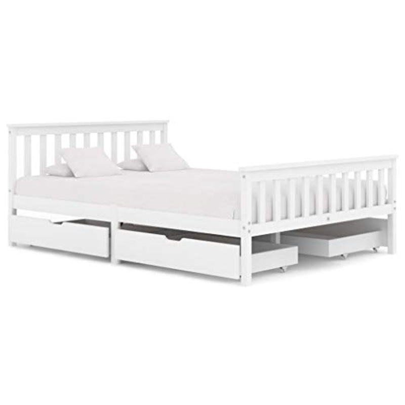 SKM Giroletto con 4 Cassetti Bianco in Massello di Pino 140×200 cm (44.7kg) Bianco-0429