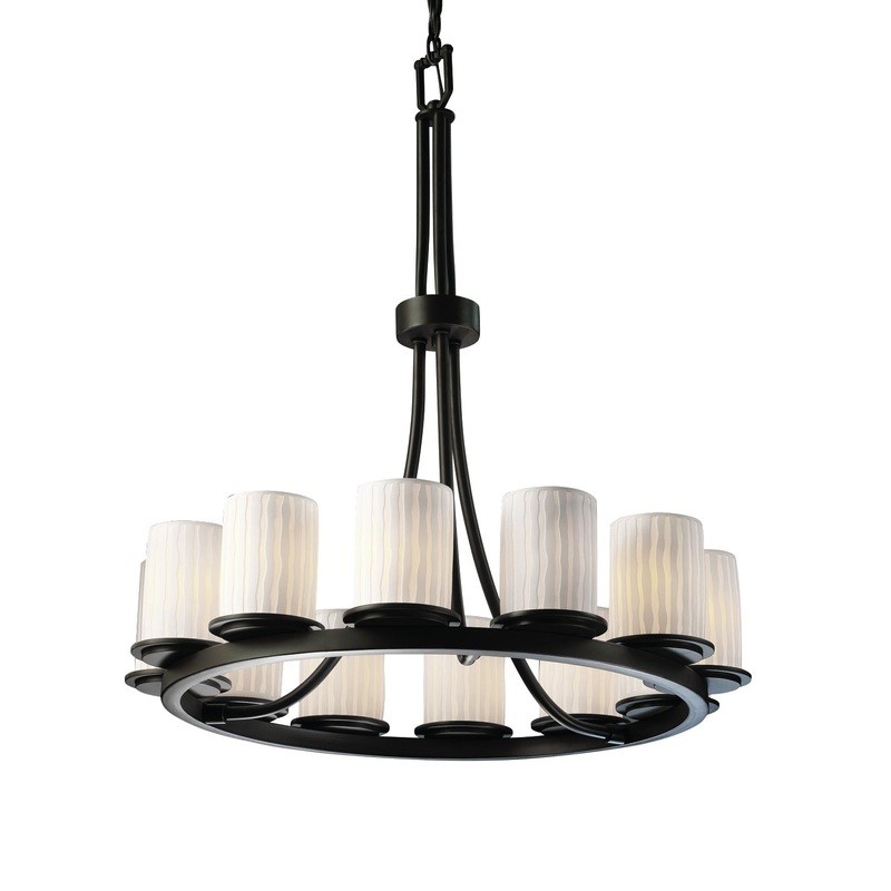 12 Light Chandelier from the Limoges Collection in Dark Bronze Finish by Justice Designs