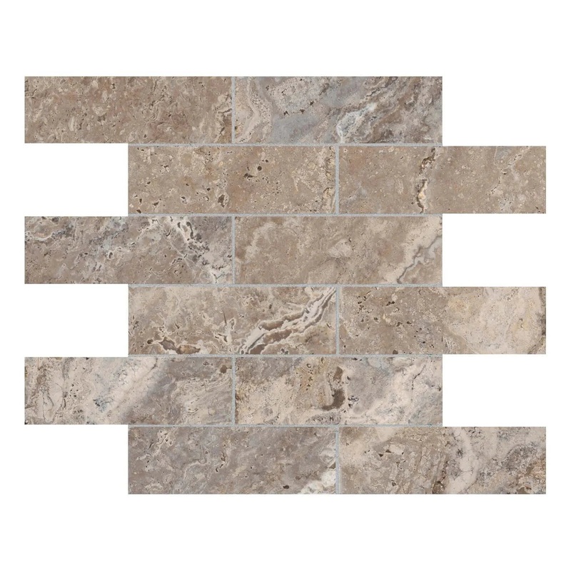 2″ x 6″ Antico Walnut Matte Porcelain Brick Mosaics. 1 Sheet = .96 Sq. Ft. (63-470) 2″ x 6″