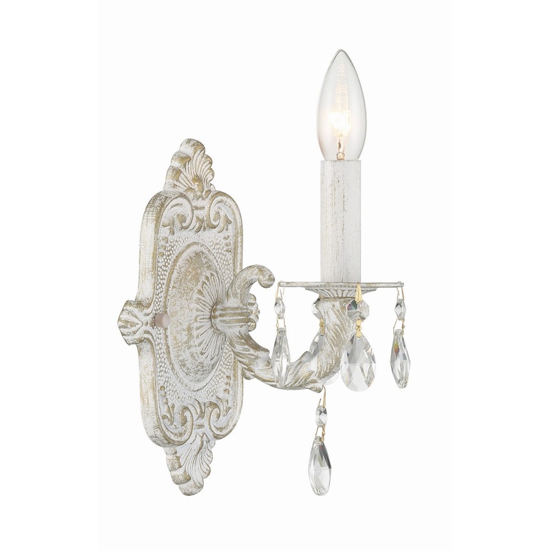 Crystorama 5021-AW-CL-SAQ Paris Market One Light Wall Sconce Antique White