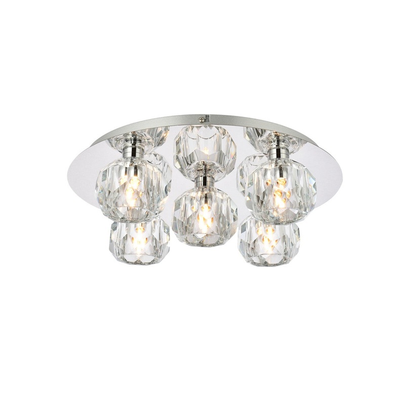 Five Light Flush Mount from the Graham Collection in Chrome And Clear Finish by Elegant Lighting