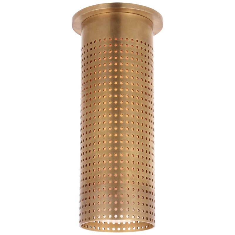 LED Flush Mount from the Precision Collection in Antique-Burnished Brass Finish by Visual Comfort Signature