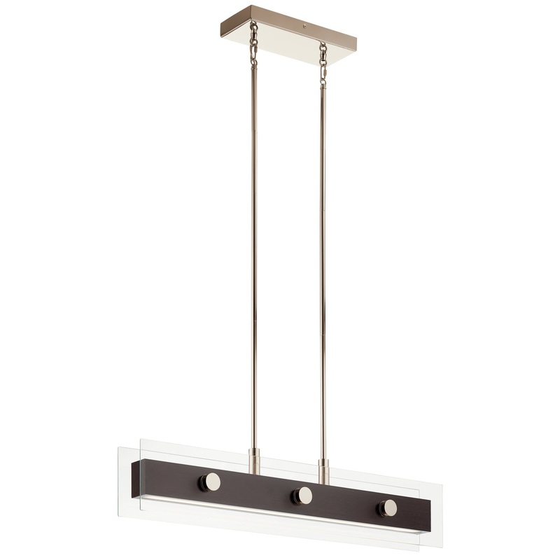 LED Linear Chandelier from the Tig Collection in Walnut Wood Finish by Kichler