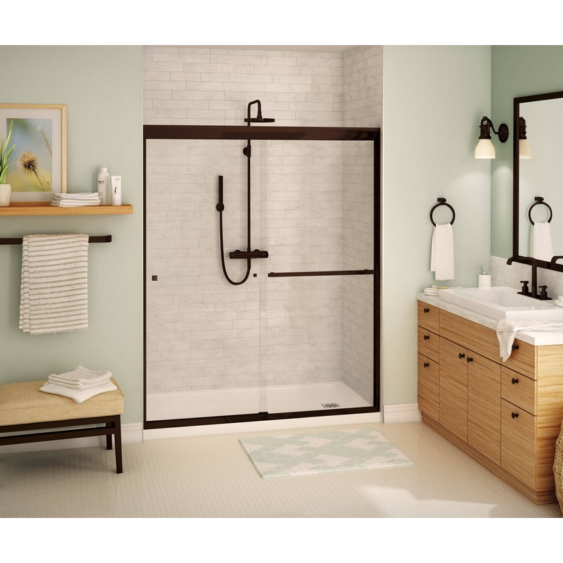 MAAX 135672-900-172-000 Aura 55-59 x 71 in. 8 mm Bypass Shower Door for Alcove Installation with Clear glass in Dark Bronze