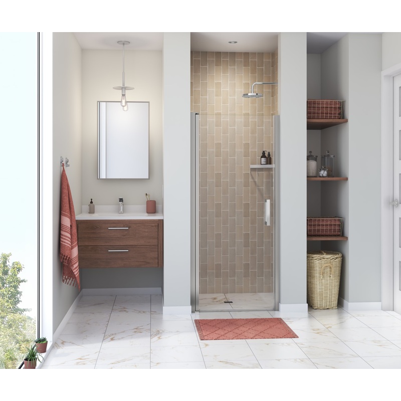 MAAX 138265-900-084-101 Manhattan 33-35 x 68 in. 6 mm Pivot Shower Door for Alcove Installation with Clear glass & Square Handle in Chrome