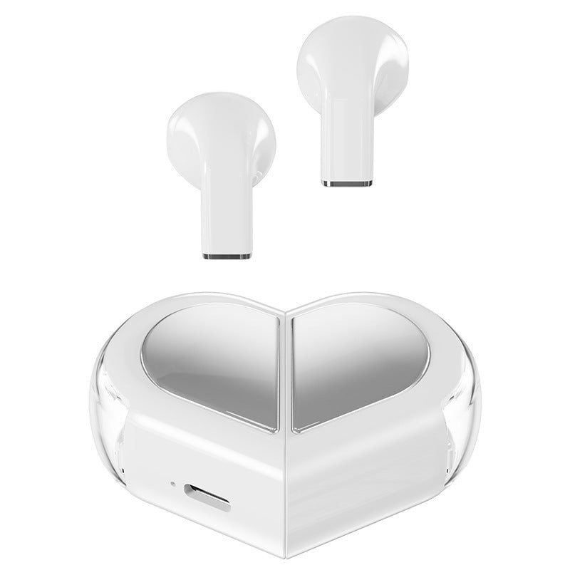 Mini True Wireless Bluetooth 5.3 Earbuds – Heart/Capsule Case, Touch Control, Auto-Connect(white)