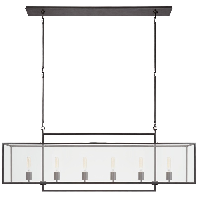 Six Light Linear Pendant from the Halle Collection in Aged Iron Finish by Visual Comfort Signature