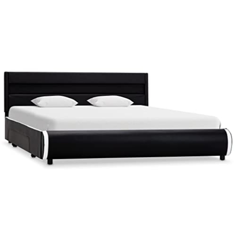 SKM Giroletto con LED Nero in Similpelle 160×200 cm (49kg)