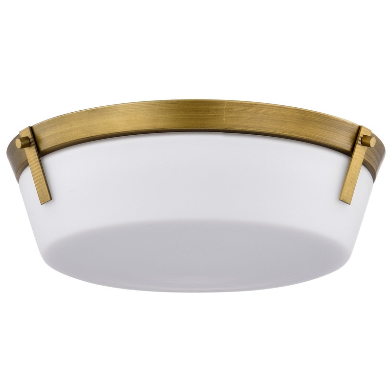 Three Light Flush Mount from the Rowen Collection in Natural Brass Finish by Nuvo Lighting