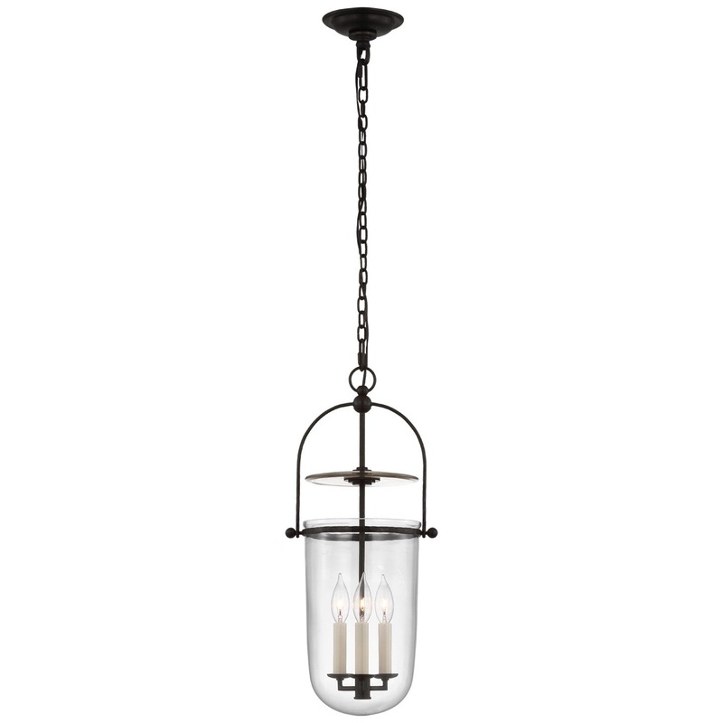 Three Light Lantern from the Lorford Collection in Aged Iron Finish by Visual Comfort Signature