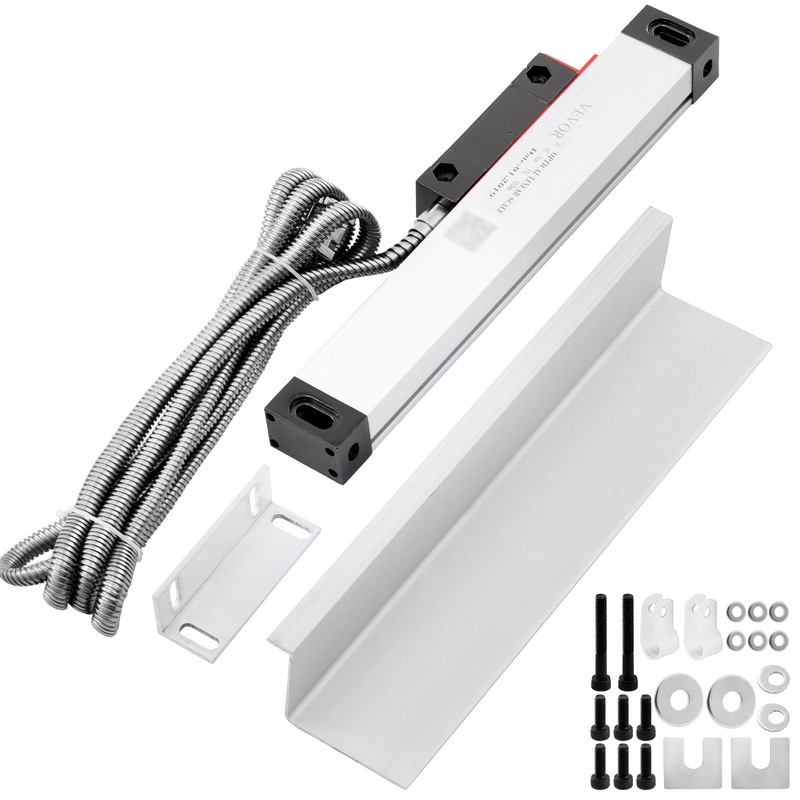 VEVOR Lathe Linear Scale 150 mm Linear Glass Scale, High Accuracy 0.0002″ Optical Length, Precision Linear Scale, Aluminum Body for Drilling, Grinding, Mill Milling Lathe machine with Accessories