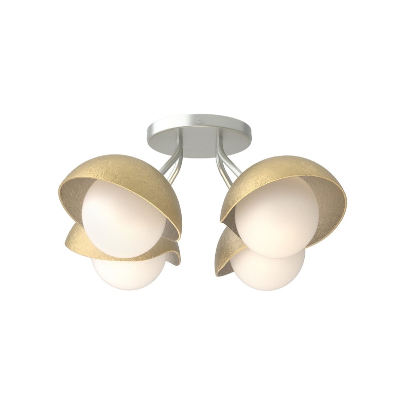 Brooklyn 4-Light Single Shade Semi-Flush Vintage Platinum Modern Brass