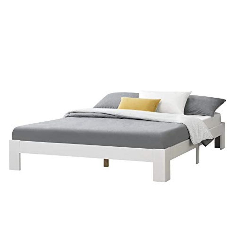 [en.casa] Struttura Letto in Legno di Pino 180 x 200 cm con Rete a Doghe Letto Matrimoniale King Size in Design Minimal – Bianco