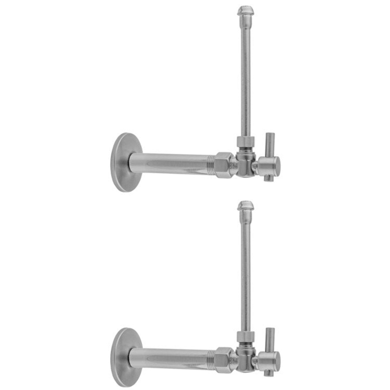 Faucet Supply Kit Quarter Turn Angle Pattern 20 Inch Brass Satin Brass Includes 3/8 Inch IPS x 3/8 Inch O.D. with Contemporary Lever Handle