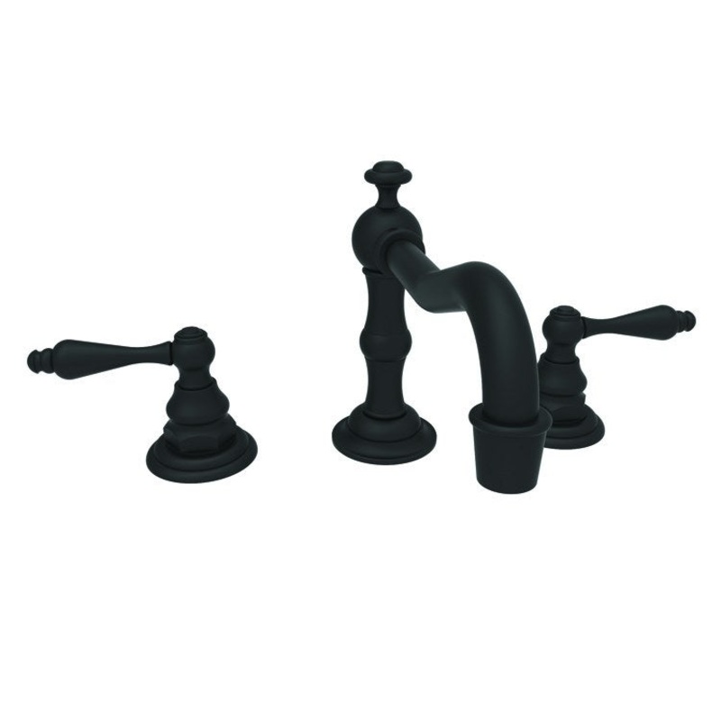 Lavatory Faucet Chesterfield Widespread 8 to 20 Inch Spread 2 Lever ADA Watersense Flat Black 1.2 Gallons Per Minute Brass Pop-Up with Tailpiece Spout Reach 7 Inch
