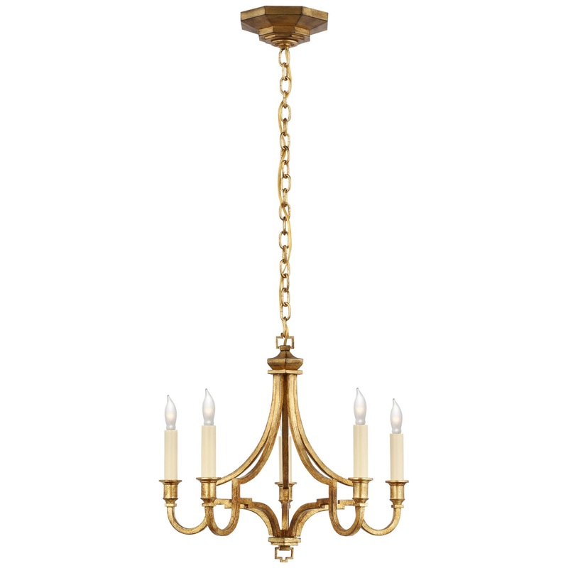 LED Chandelier from the Mykonos Collection in Gilded Iron Finish by Visual Comfort Signature