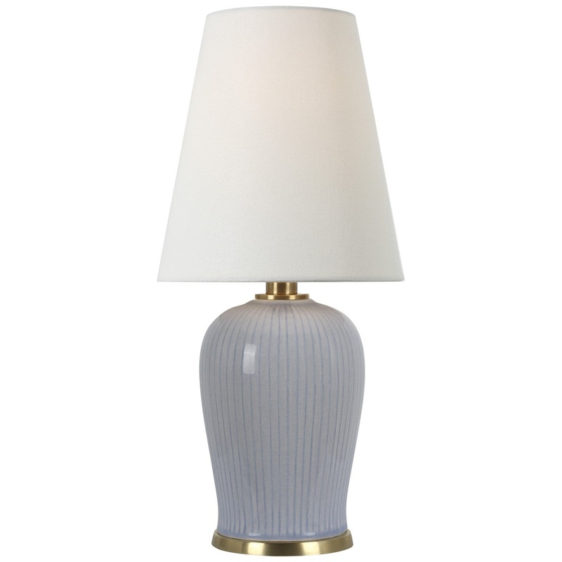 LED Table Lamp from the Opera Collection in Polar Blue Crackle Finish by Visual Comfort Signature
