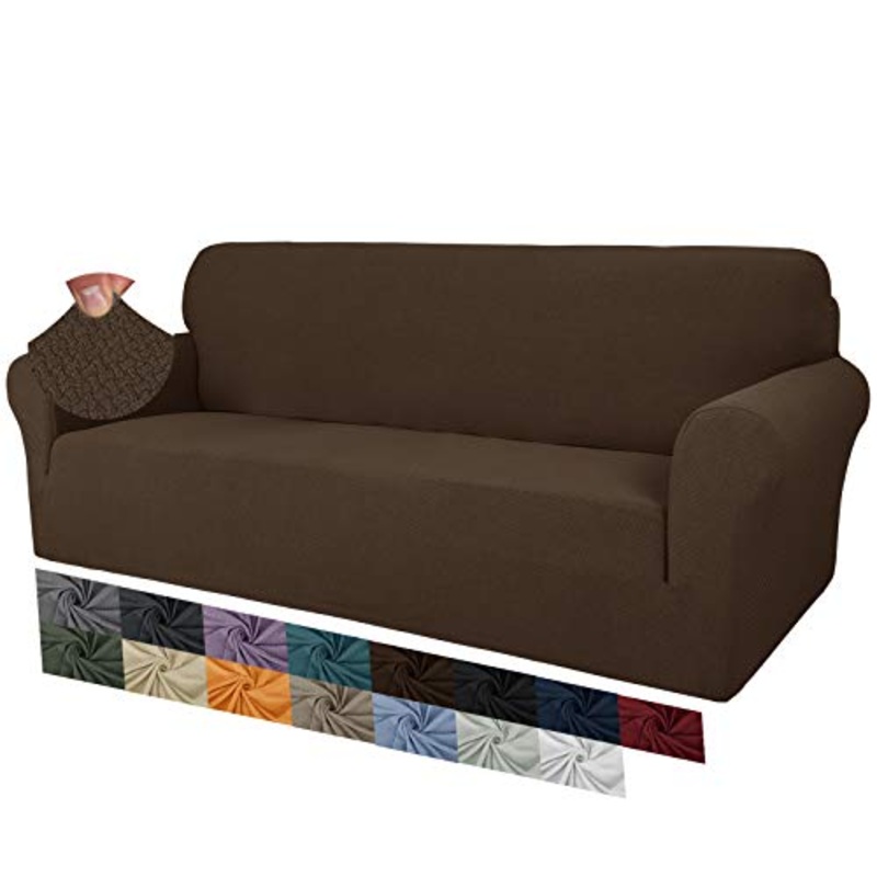 MAXIJIN Fodere per divano jacquard creative per 3 posti, 1 pezzo copridivano antiscivolo super elasticizzato per cani copridivano elastico (3 Posti, Caff Scuro)