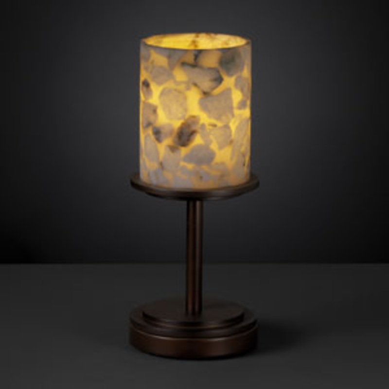 One Light Table Lamp from the Alabaster Rocks! Collection in Dark Bronze Finish by Justice Designs