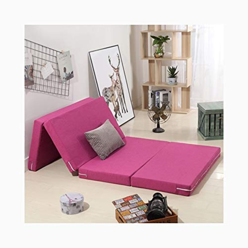 YANGLY 10 Centimetri di Spessore Multifunzionale Materasso Pieghevole Fold 4 Materasso for Pausa Pranzo Mats, Mats Gioco, Tatami, Letti A Castello (Color : Pink, Size : 39x79inch)