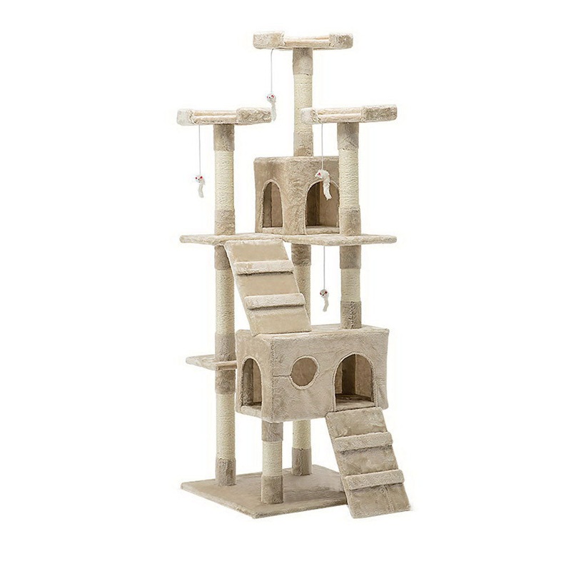 170cm Cat Tree Scratching Post Scratcher Pole Gym Toy House Furniture Multilevel – beige
