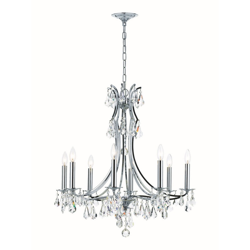 Crystorama 5938-CH-CL-S Cedar Eight Light Chandelier Polished Chrome