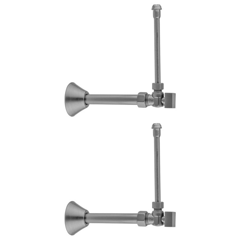 Faucet Supply Kit Quarter Turn Angle Pattern 5/8 Inch ODx3/8 Inch OD 20 Inch Compression Oil Rubbed Bronze Square Handle Includes Supply Tubes/Cover Tubes/Bell Escutcheons Part Number 621-7-62CT