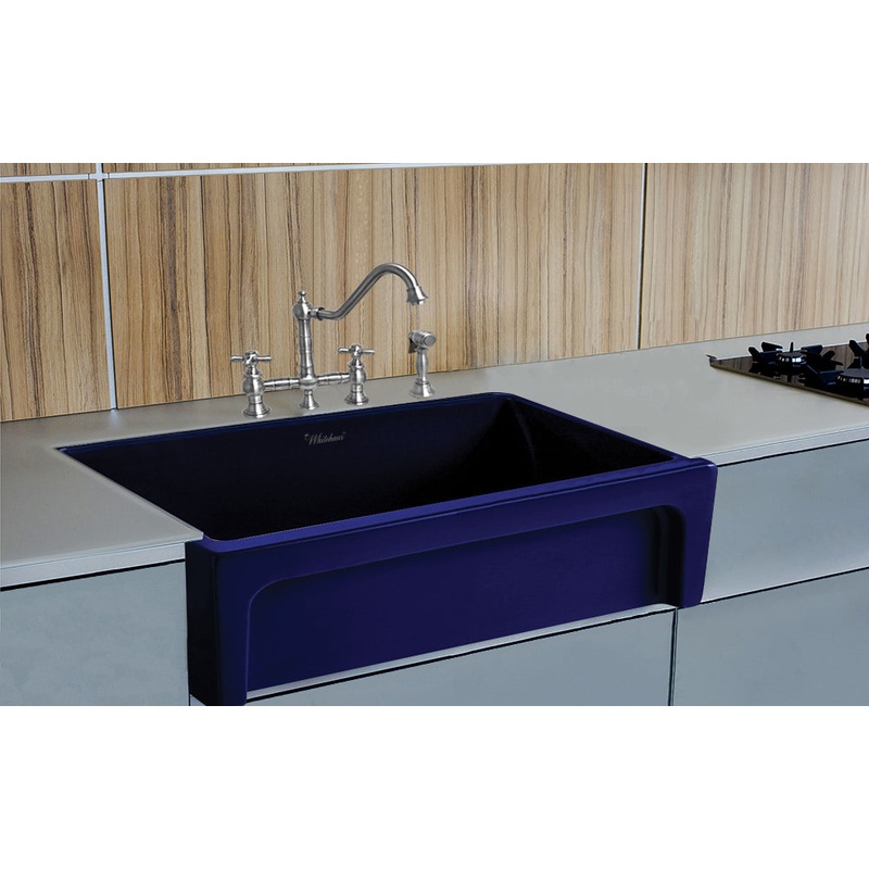 Glencove Fireclay 30″ Reversible Sink with Elegant Beveled Front Apron on one side  Decorative 2″ Lip Plain on Opposite Side