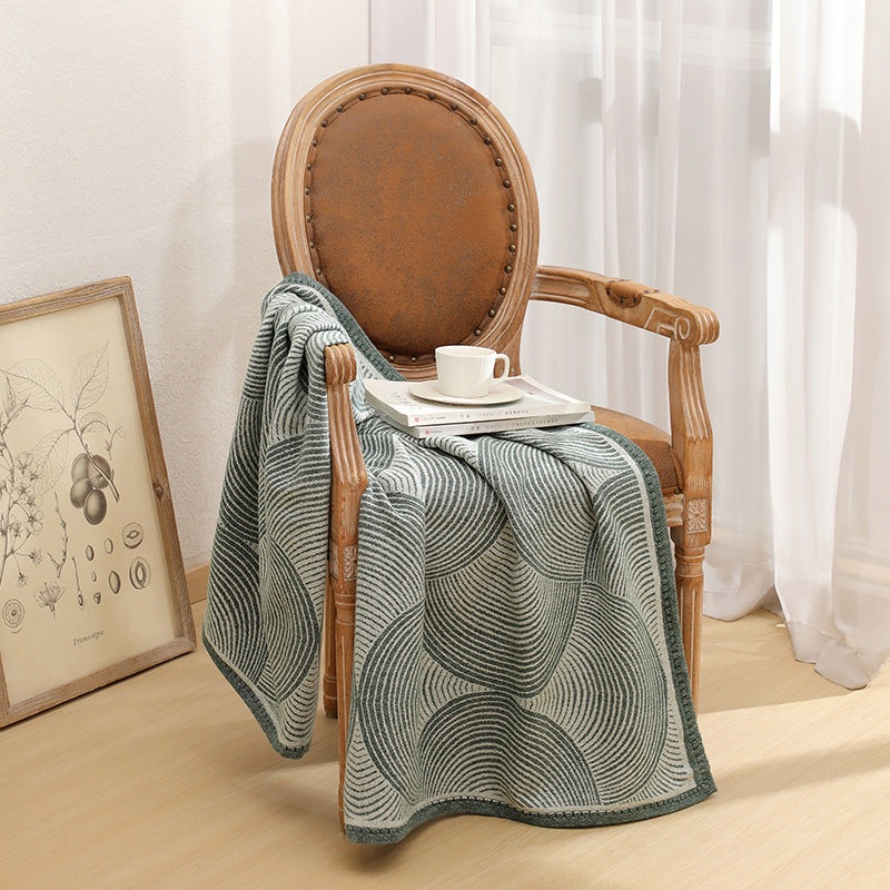 Green Luxurious Paisley Jacquard Throw Blanket – Soft Wool Blend with Tassels, 120x150cm, Lightweight Sofa & Nap Blanket
