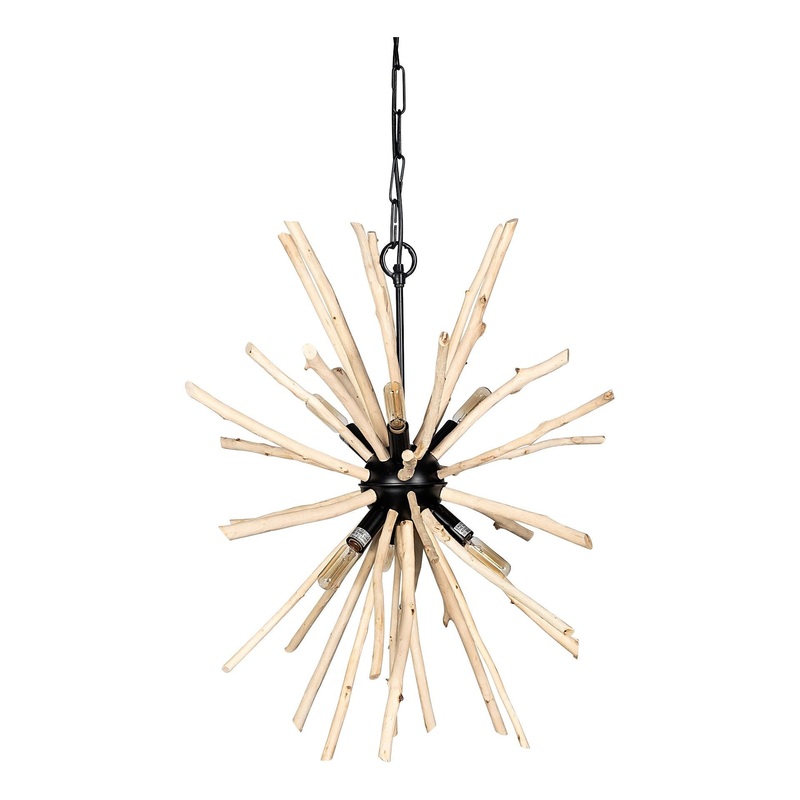 Jules Chandelier Blonde Wood | Black Metal