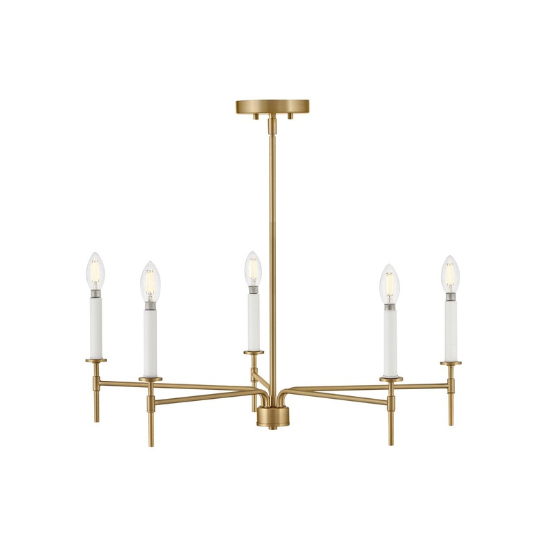 LED Chandelier from the Hux Collection in Lacquered Brass Finish by Lark