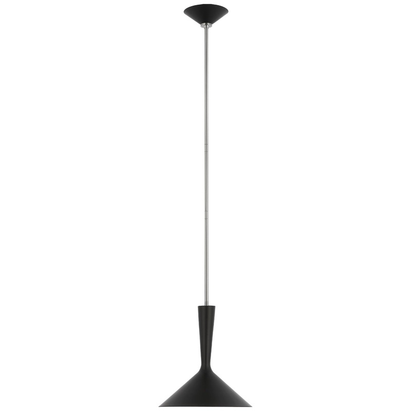 LED Pendant from the Rosetta Collection in Matte Black And Polished Nickel Finish by Visual Comfort Signature