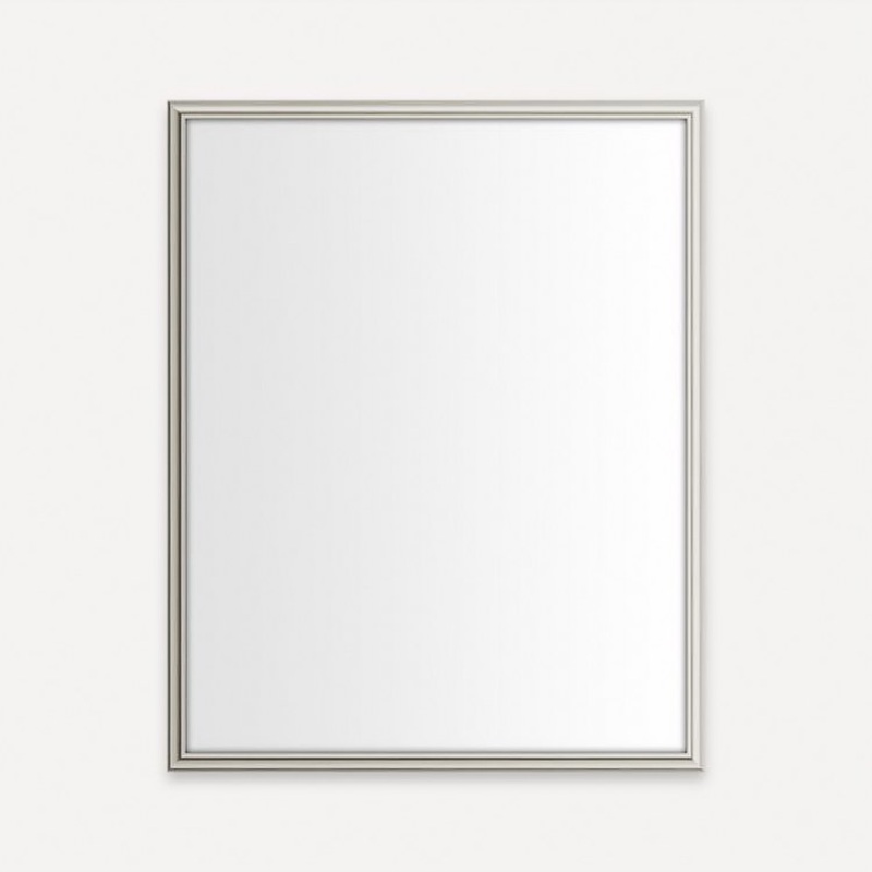 Medicine Cabinet Main Line 24W x 30H x 4D Inch 1 Doors Framed Mirror Nickel Flat Top Reversible Rosemont Frame Slow Close Hinges