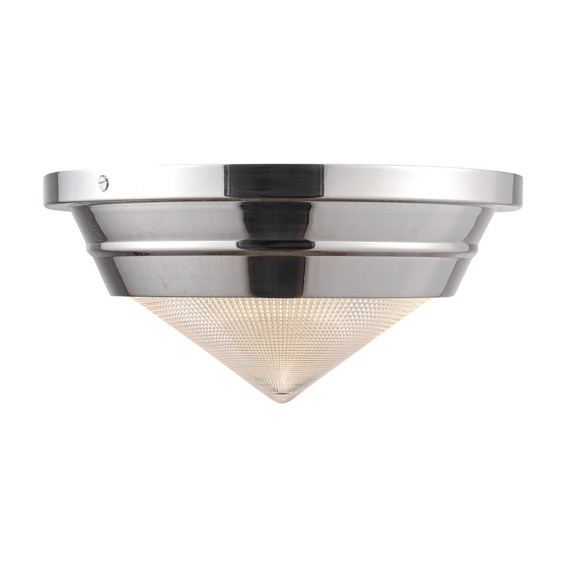 One Light Flush Mount from the Willard Collection in Polished Nickel/Clear Prismatic Glass Finish by Alora