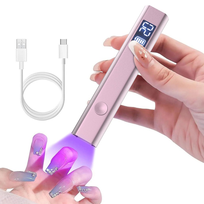 Rose gold Handheld UV LED Nail Curing Pen – Portable USB-C Rechargeable Light for Fast-Drying Gel Polish & Nail Art