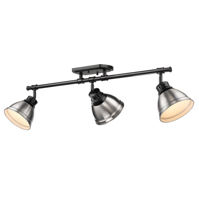 Three Light Semi-Flush Mount from the Duncan Collection in Matte Black Finish by Golden