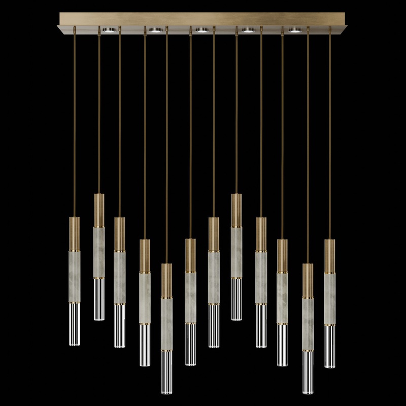 Antonia 61″W Rectangular Pendant Gold Leaf/Brass/Smoke