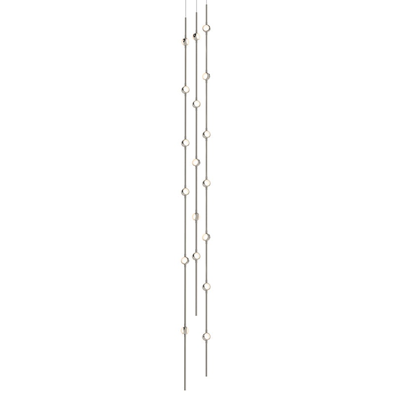 Constellation Andromeda Tall 6″ Round LED Pendant Satin Nickel with White Optical Acrylic 3000K 10′ Adjustable Cord