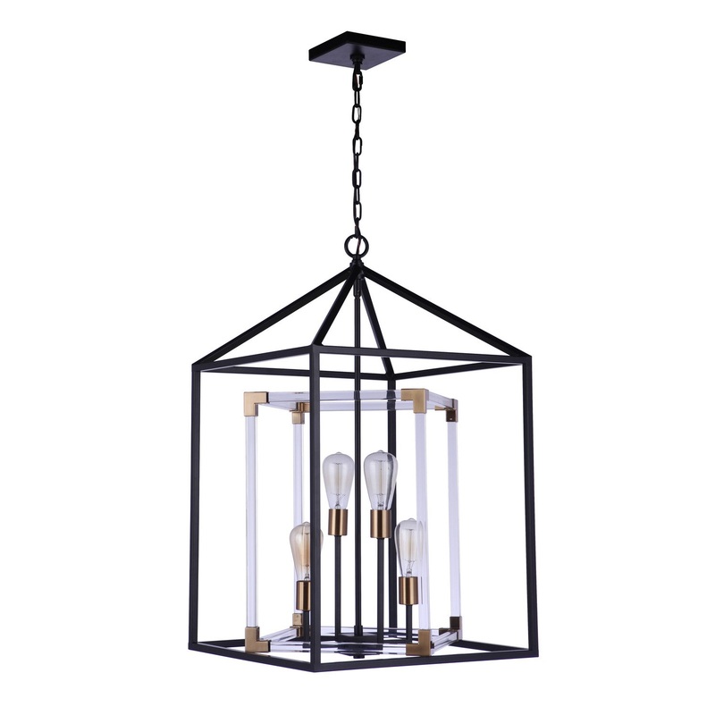 Craftmade 58094-FBSB Aaron Four Light Pendant Flat Black/Satin Brass