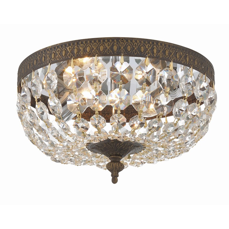 Crystorama 710-EB-CL-S Ceiling Mount Two Light Flush Mount English Bronze
