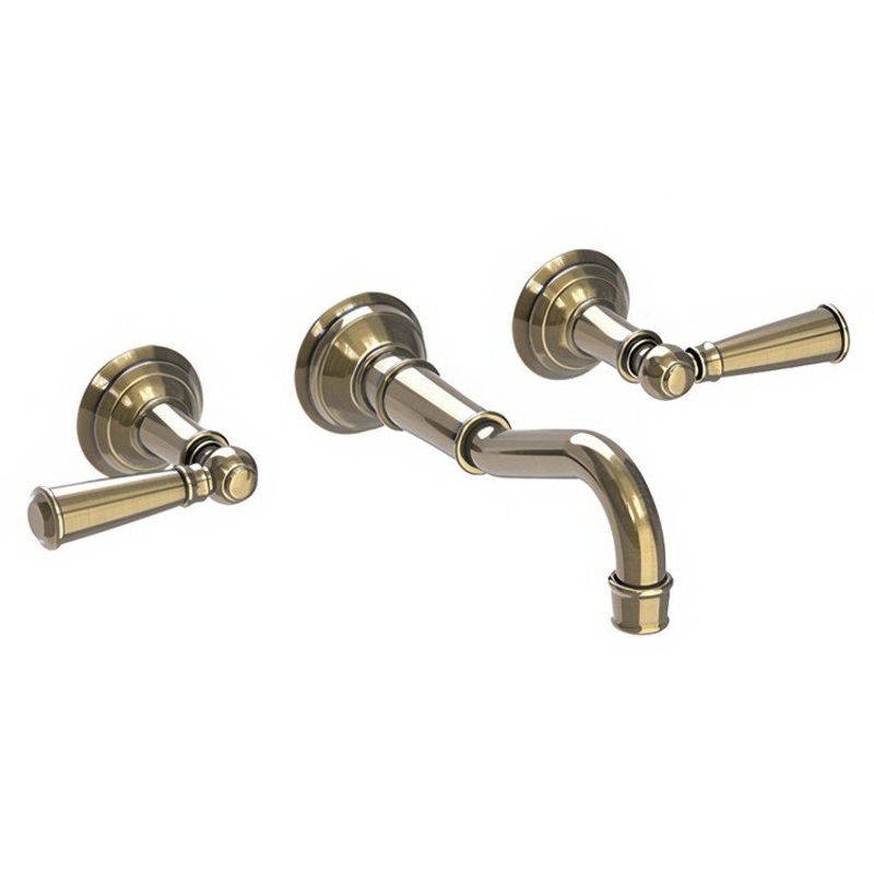 Lavatory Trim Jacobean Wall Mount 2 Lever Antique Brass ADA Low Arc 1.2 Gallons per Minute