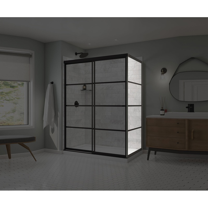MAAX 136561-972-340-000 Incognito 76 Return Panel for 36 in. Base with Shaker glass in Matte Black