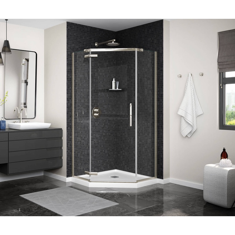 MAAX 137281-900-305-000 Link Curve Neo-angle 40 x 40 x 75 in. 8mm Pivot Shower Door for Corner Installation with Clear glass in Brushed Nickel